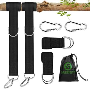 greenity tree swing strap adjustable – 5ft long hammock straps for trees heavy duty – lightweight hammock tree straps with carabiners hold 2000 lbs fast way to hang swings using rope style tree strap