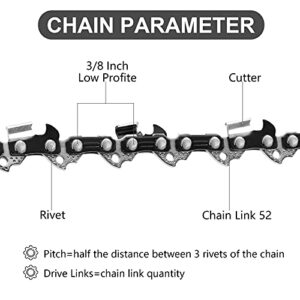 Loggers Art Gens 3 Pack 14 Inch Chainsaw Chains 3/8 LP .050" 52 Drive Links Fits Craftsman/Sears, Echo, McCulloch, Poulan, Homelite, Ryobi