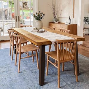 Devoko Home Acacia Wood Dining Table 6-Person Indoor Outdoor Table with Iron Legs, Sandblast Finish, Natural Stained, Rustic Metal, 69 * 33 * 30 inch