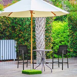 Patio Bar Stools Set of 2, Bar Chairs with Footrest and Armrest, Bar Height Patio Stools with High Back for Garden, Courtyard, Pool, Deck, All-Weather Textilene Patio Furniture, Black