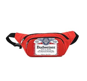 budweiser fanny pack cooler, insulated fanny pack for beer and beverages, portable cooler for outdoors, camping and parties