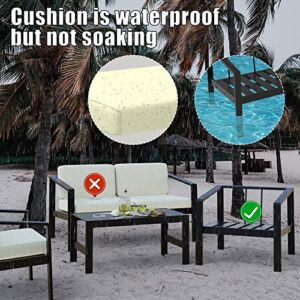 ANYHI Aluminum Outdoor Patio Loveseat, 2 Seats Patio Sofa Furniture with 4 inch Waterproof Cushion, Good for Garden,Porch,Courtyard,Black and Beige