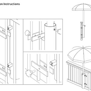 LOVE YOUR DECK | Patio Umbrella Holder | Outdoor Umbrella Base and Mount | Attaches to Railing Maximizing Patio Space and Shade