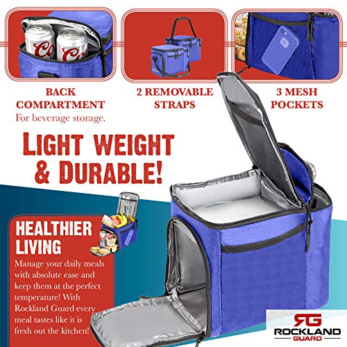 Rockland Guard - Insulated Meal Prep Bag Cooler - Portable Hot or Cold Lunch Box for Meal Management at Work, Gym or Travel. (Blue)