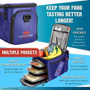 Rockland Guard - Insulated Meal Prep Bag Cooler - Portable Hot or Cold Lunch Box for Meal Management at Work, Gym or Travel. (Blue)