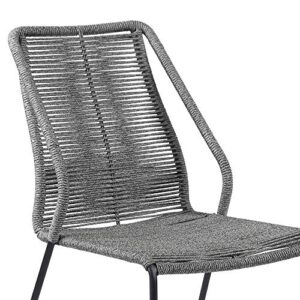 ARMEN LIVING LCCPSIGRY Clip Indoor Outdoor Stackable Steel Dining Chair with Grey Rope-Set of 2, Gray