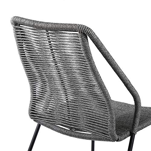 ARMEN LIVING LCCPSIGRY Clip Indoor Outdoor Stackable Steel Dining Chair with Grey Rope-Set of 2, Gray