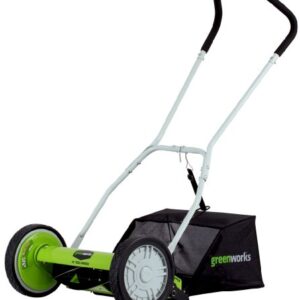 Greenworks 16-Inch Reel Lawn Mower with Grass Catcher 25052,Black/Green