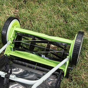 Greenworks 16-Inch Reel Lawn Mower with Grass Catcher 25052,Black/Green