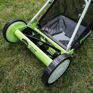 Greenworks 16-Inch Reel Lawn Mower with Grass Catcher 25052,Black/Green