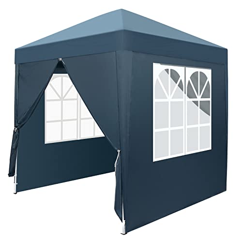 Outvita 6.5x6.5ft Pop Up Canopy Tent, Outdoor Instant Shelter Folding Canopy with 4 Side Walls and Carry Bag for Commercial Events, Party, Backyard BBQ, Camping Blue