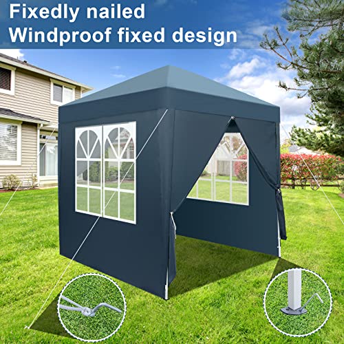 Outvita 6.5x6.5ft Pop Up Canopy Tent, Outdoor Instant Shelter Folding Canopy with 4 Side Walls and Carry Bag for Commercial Events, Party, Backyard BBQ, Camping Blue