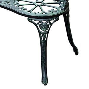 Outsunny Garden Bench Loveseat with Floral Rose Style, Cast Aluminum Frame for Outdoor, Patio, Park, Deck, Antique Green