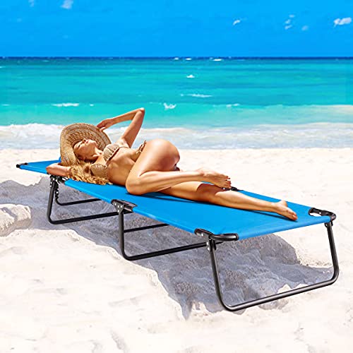 Giantex Beach Lounge Chair Chaise Lounge Chairs for Outside with Hole for Face,3 Adjustable Positions,Reclining Folding Lightweight Patio Lawn Chairs for Sunbathing Tanning Chair(1,Navy)