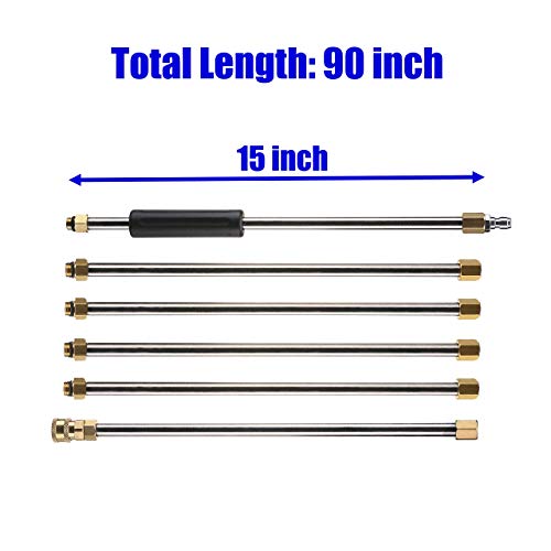 M MINGLE Pressure Washer Wand Extension, Replacement Lance, 7.5-Feet, 1/4 Inch Quick Connect, 4000 PSI