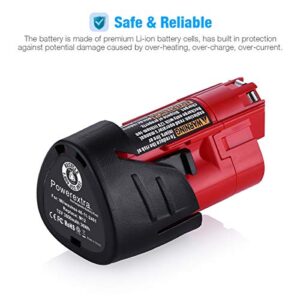 Powerextra 2 Pack 12V 3000mAh Lithium-ion Replacement Battery Compatible with Milwaukee M12 48-11-2411 48-11-2420 48-11-2401 48-11-2402 48-11-2401 12-Volt M12 Cordless Tools