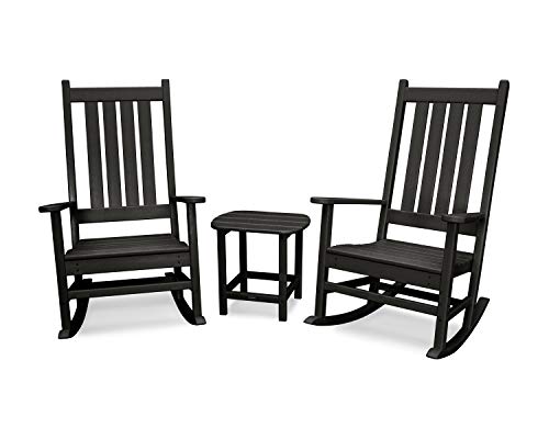 POLYWOOD Vineyard 3-Piece Rocking Set (Black)