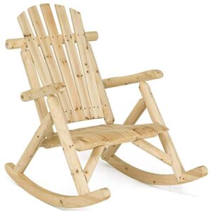 casart log rocking chair wood porch rocker lounge patio deck balcony furniture rustic single rocker natural