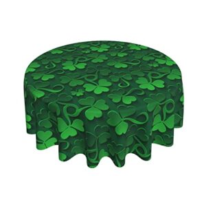 sweetshow st patricks day tablecloth round 60 inch clover shamrock print decorative round dark green table cloth decor for home kitchen dining room party picnic holiday decorations