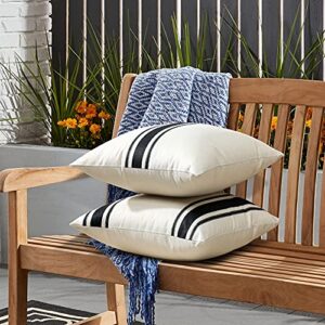 OTOSTAR Pack of 2 Outdoor Waterproof Decorative Pillow Covers 18x18 Inch Linen Geometry Pillowcases Cushion Case Garden Throw Pillow Covers Pillows Shell for Patio Furniture Couch Tent Balcony (Black)