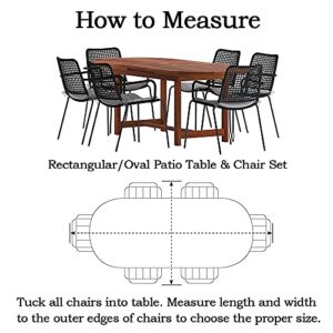 108 Inch Rectangular Oval Patio Table Chair Set Cover with Umbrella Hole Waterproof Outdoor Dining Table and Chairs Cover Rectangle, Black