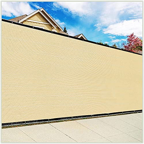 ColourTree 8' x 50' Beige Fence Privacy Screen Windscreen Cover Fabric Shade Tarp Netting Mesh Cloth - Commercial Grade 170 GSM - Cable Zip Ties Included - Custom