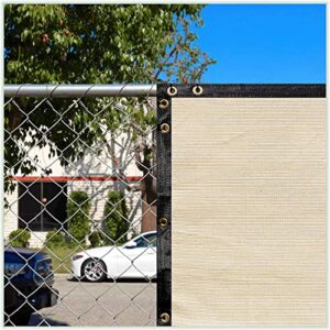 ColourTree 8' x 50' Beige Fence Privacy Screen Windscreen Cover Fabric Shade Tarp Netting Mesh Cloth - Commercial Grade 170 GSM - Cable Zip Ties Included - Custom