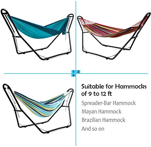 HAPPYGRILL Hammock Stand Adjustable 9 to 12 Feet Long Hammock Frame for Indoor Outdoor Patio Backyard