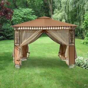 garden winds tivoli 10 x 10 gazebo (series 2) replacement canopy top cover – solid beige color only, no striped valence