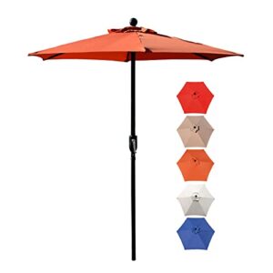westcharm patio umbrella outdoor table umbrella with 6 sturdy ribs and crank 6.5 ft, orange umbrella