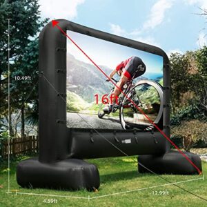 VIVOHOME 16 Feet Indoor and Outdoor Inflatable Blow up Movie Projector Screen with Metal Frame Full Steel Swing Stand