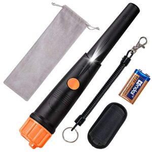 sunpow metal detector pinpointer ip68 waterproof handheld pin pointer wand with belt holster treasure hunting tool accessories, buzzer vibration sound (three mode)