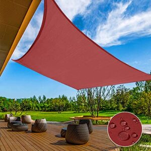 floraleaf sun shade sail 16′ x 24′ rectangular terylene waterproof uv block canopy 260gsm for outdoor patio lawn garden backyard, red