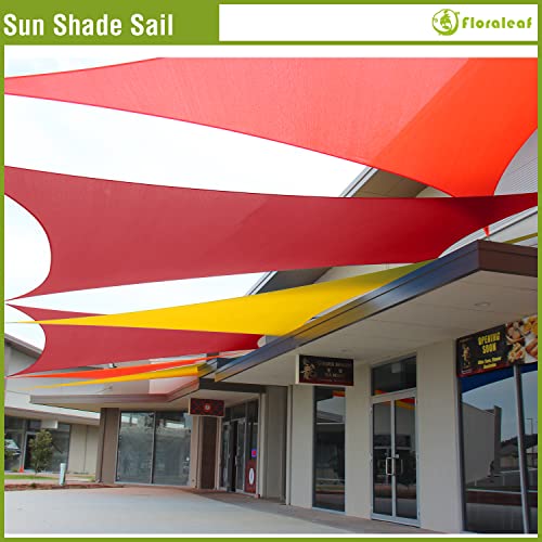 FLORALEAF Sun Shade Sail 16' X 24' Rectangular Terylene Waterproof UV Block Canopy 260GSM for Outdoor Patio Lawn Garden Backyard, Red