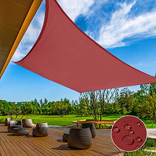 FLORALEAF Sun Shade Sail 16' X 24' Rectangular Terylene Waterproof UV Block Canopy 260GSM for Outdoor Patio Lawn Garden Backyard, Red