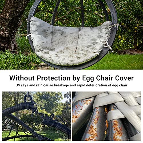 Mrrihand Patio Swing Chair Cover, Waterproof Egg Chair Covers for Outdoor Furniture, Outdoor Windproof Swing Egg Chair Covers with Zipper & Drawstring (74.8”H X 45.3”W, Black)