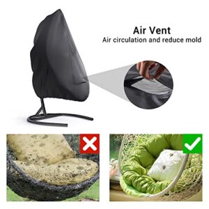 Mrrihand Patio Swing Chair Cover, Waterproof Egg Chair Covers for Outdoor Furniture, Outdoor Windproof Swing Egg Chair Covers with Zipper & Drawstring (74.8”H X 45.3”W, Black)