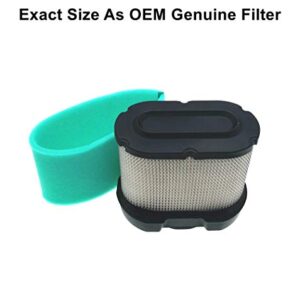 MOWFILL 2 Pack 792105 Air Filter Replace for Briggs Stratton 276890, 4233, 5405, 5405H, 5405K, 593240, 798748 OEM Air Cleaner Cartridge with 792303 Pre Filter Fits Lawn Mower Air Cleaner Element