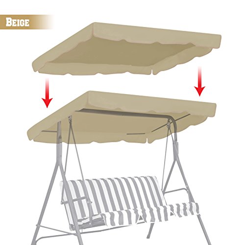 BenefitUSA Canopy ONLY Swing Chair Awning Outdoor Swing Cover Outdoor Patio Swing Canopy Replacement Porch Top Cover for Seat Furniture (65"x45", Beige)