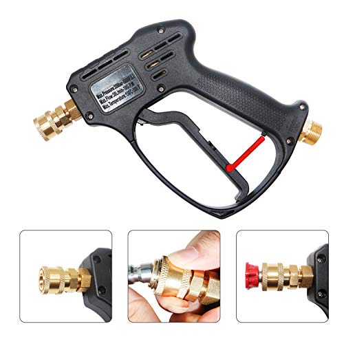 EDOU Direct Pressure Washer Short Gun Kit | 5,000 PSI Max Working Pressure | Includes: 3/8" Quick-Connect, 1/4" Quick-Connect M22-15 Hose Connector, 5 Spray nozzles (0°/15°/25°/40°/Soap)