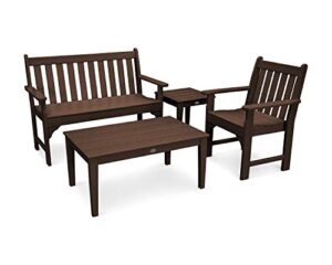 polywood vineyard 4-piece bench seating set (mahogany)