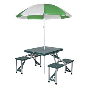 stansport picnic table and umbrella combo – green (615)