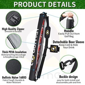 Carabmer Golf Bag Beer Sleeve - Golf Cooler Bag Holds 6，7Cans of Beer or 2 Bottles of Wine,Golf Accessories for Men and Women (Black)