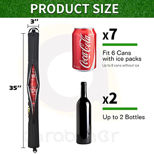 Carabmer Golf Bag Beer Sleeve - Golf Cooler Bag Holds 6，7Cans of Beer or 2 Bottles of Wine,Golf Accessories for Men and Women (Black)