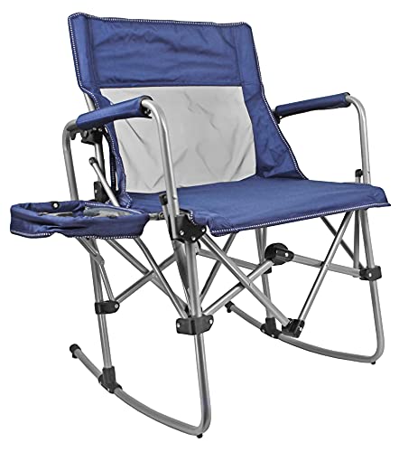 Zenithen Navy/Grey Outdoor Rocking Director Folding Chair with Side Table…