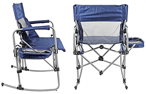 Zenithen Navy/Grey Outdoor Rocking Director Folding Chair with Side Table…