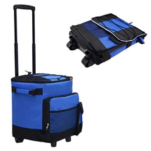 Rolling Cooler with Wheels and Handle - 45 Cans Leakproof Collapsible Soft Rolling Cooler Bag with Removable Liner for Camping, Beach Trip, Outdoor Activities