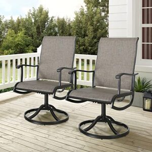 Iwicker Patio Textilene Mesh Fabric Swivel Dinging Chairs Outdoor Gentle Rocker Chair Set of 2 with High Back and Armrest