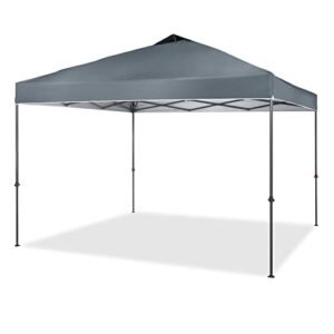 crown shades canopy tent 10×10 one push pop up canopy easy up canopy bonus carry bag, 8 stakes, 4 ropes, grey