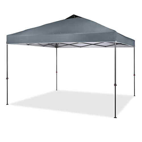 CROWN SHADES Canopy Tent 10x10 One Push Pop up Canopy Easy Up Canopy Bonus Carry Bag, 8 Stakes, 4 Ropes, Grey